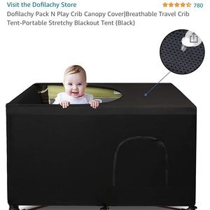 Dofilachy Pack N Play Crib Canopy Cover Breathable Stretchy Blackout Tent